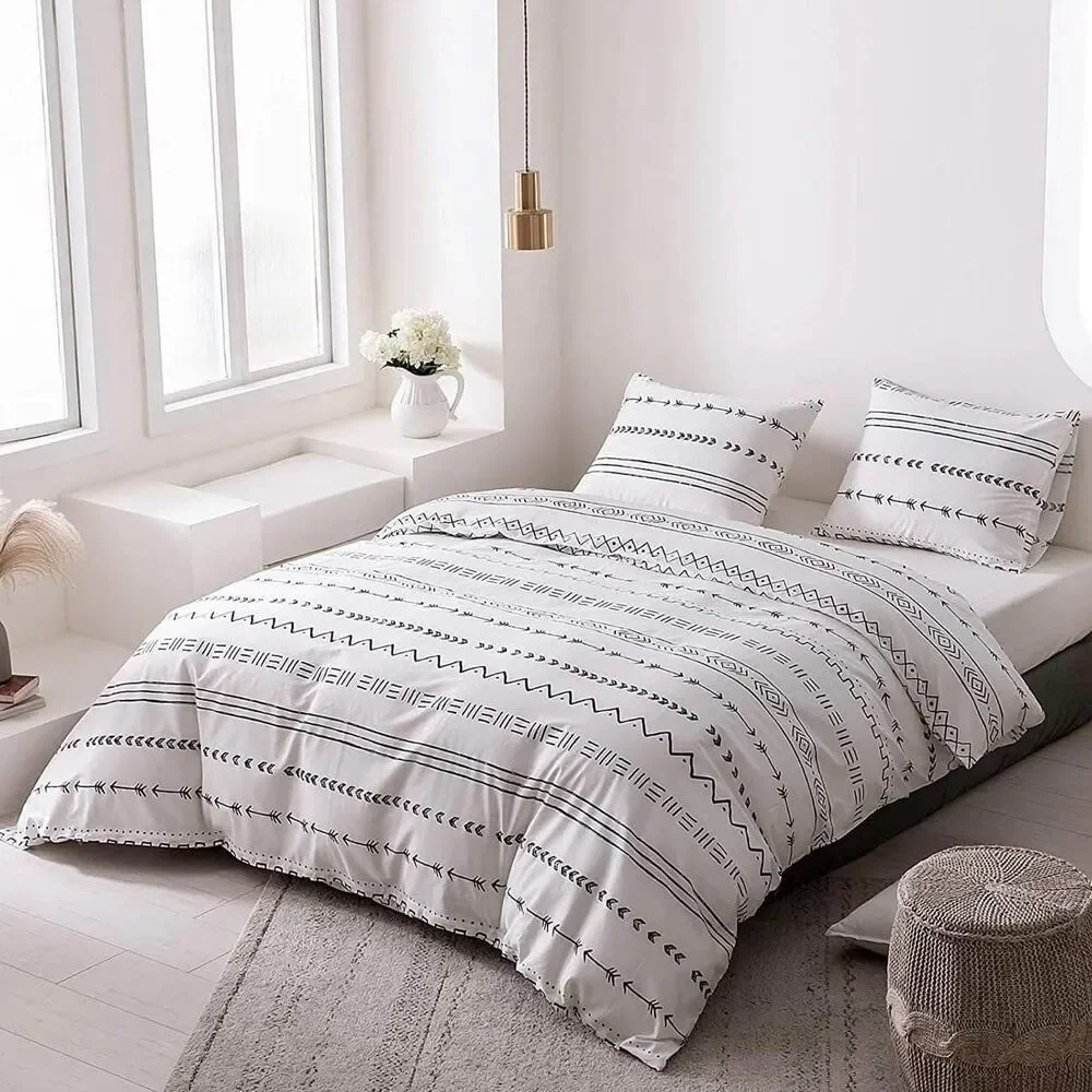 Boho Arrow Black White Duvet Cover Set Full Comforter Bedding Cotton‎